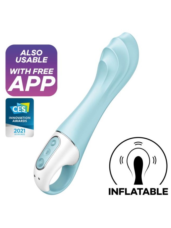 Голубой вибромассажер Air Pump Vibrator 5+ - 21 см.