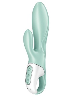 Зеленый вибратор-кролик Satisfyer Air Pump Bunny 5+ с функцией расширения - 20,4 см.