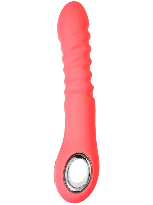 Коралловый вибратор Flox с возвратно-поступательными движениями - 21,5 см.