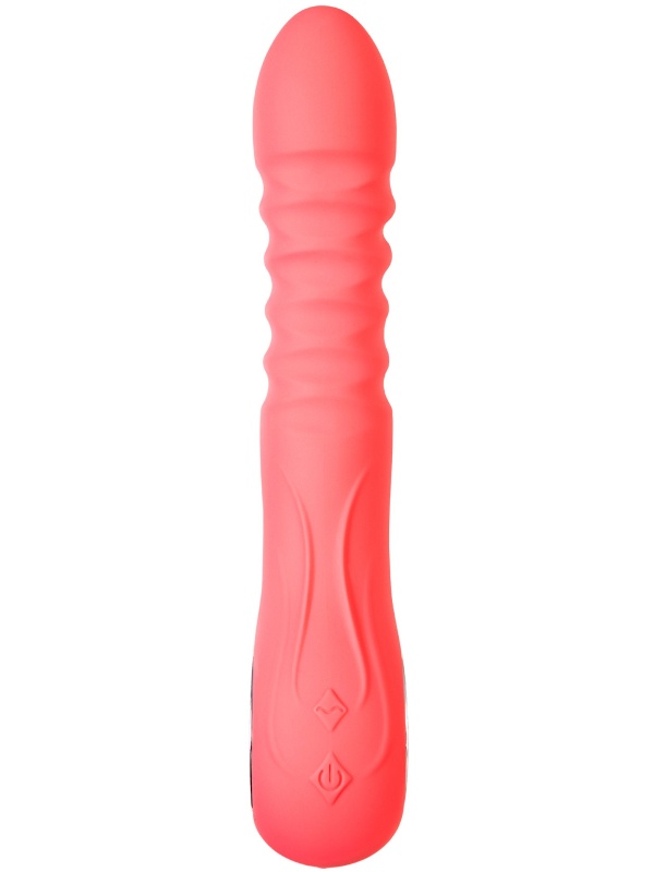 Коралловый вибратор Flox с возвратно-поступательными движениями - 21,5 см.