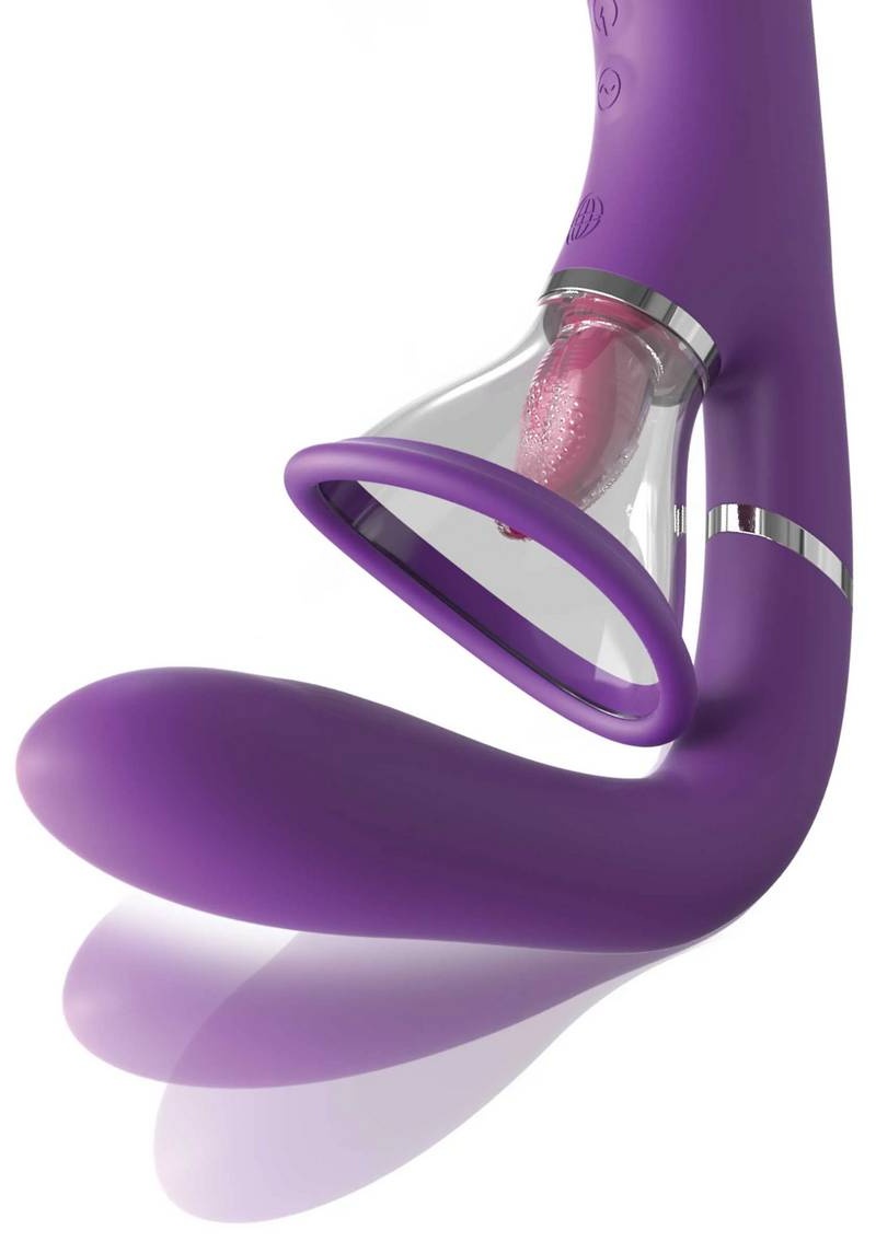 Сиреневый вибростимулятор с помпой и имитатором языка Her Ultimate Pleasure Pro