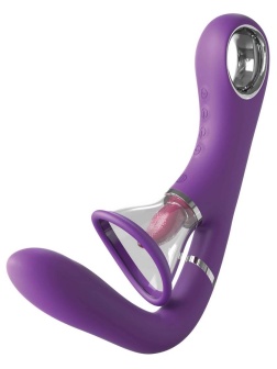 Сиреневый вибростимулятор с помпой и имитатором языка Her Ultimate Pleasure Pro