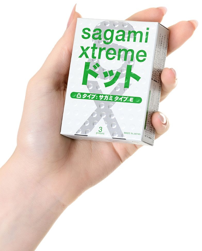 Презервативы Sagami Xtreme Type-E с точками - 3 шт.