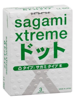 Презервативы Sagami Xtreme Type-E с точками - 3 шт.