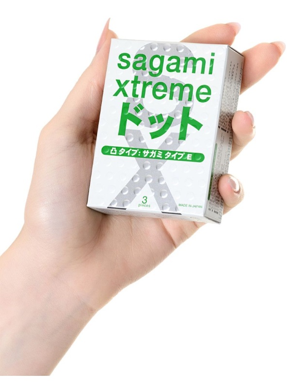 Презервативы Sagami Xtreme Type-E с точками - 3 шт.