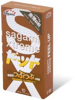 Презервативы Sagami Xtreme Feel Up с точечной текстурой и линиями прилегания - 10 шт.