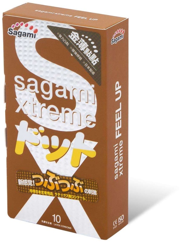 Презервативы Sagami Xtreme Feel Up с точечной текстурой и линиями прилегания - 10 шт.