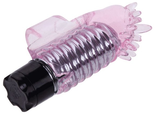 Розовый вибростимулятор с шипиками на палец