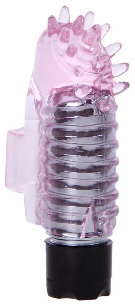 Розовый вибростимулятор с шипиками на палец