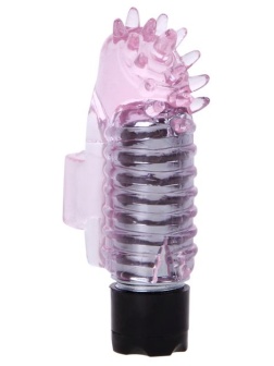 Розовый вибростимулятор с шипиками на палец