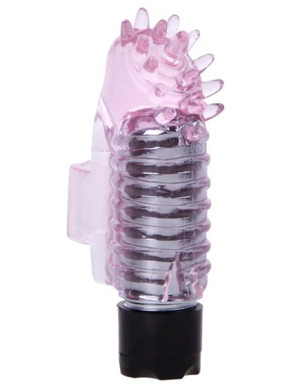 Розовый вибростимулятор с шипиками на палец