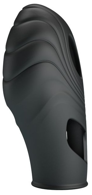 Черная рельефная вибронасадка на палец Lich