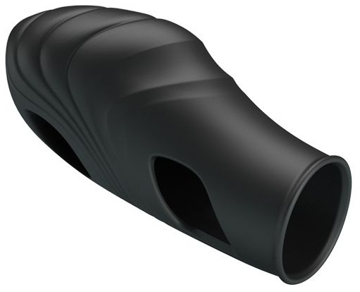 Черная рельефная вибронасадка на палец Lich