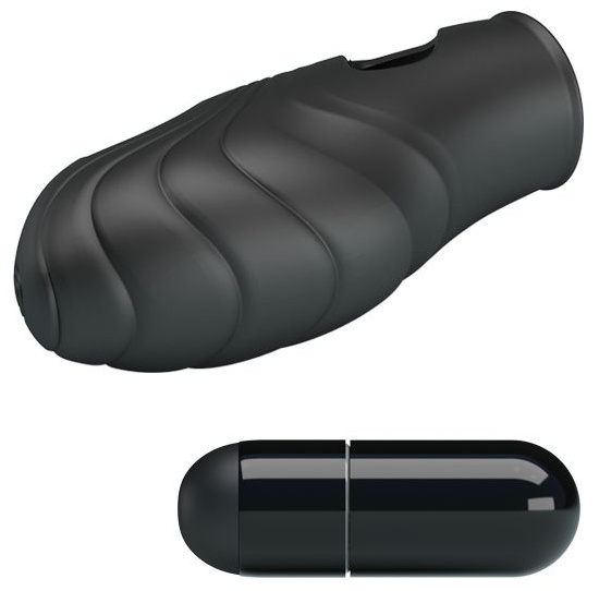 Черная рельефная вибронасадка на палец Lich