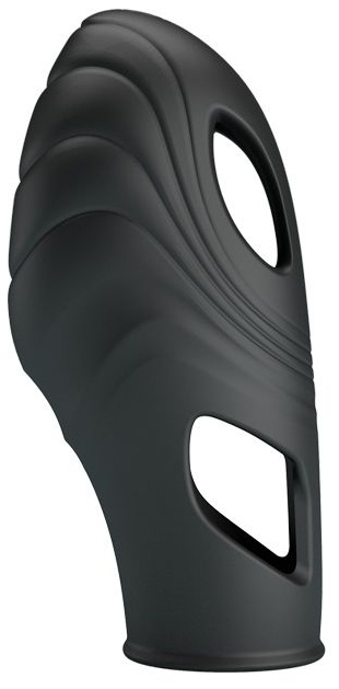 Черная рельефная вибронасадка на палец Lich