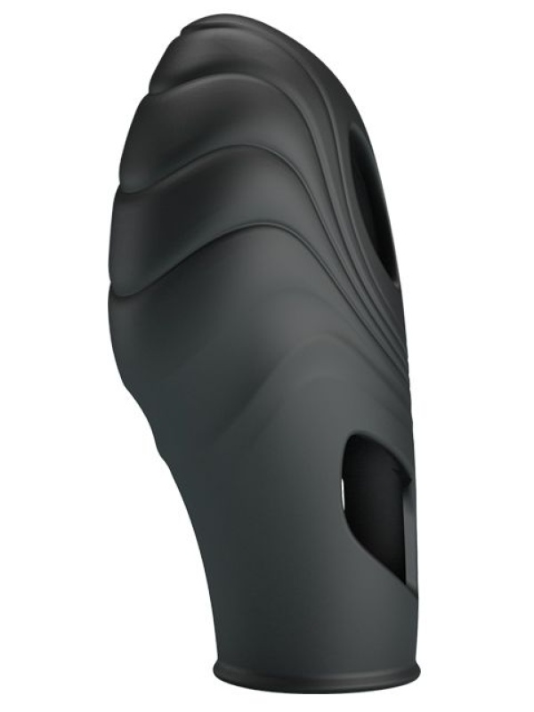 Черная рельефная вибронасадка на палец Lich