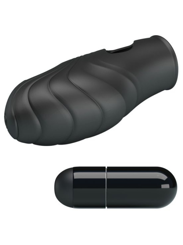 Черная рельефная вибронасадка на палец Lich