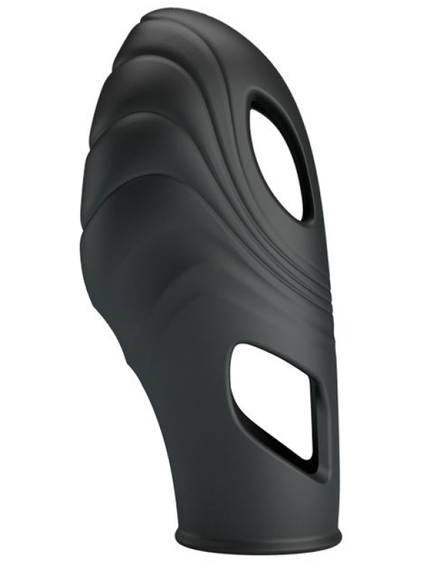 Черная рельефная вибронасадка на палец Lich