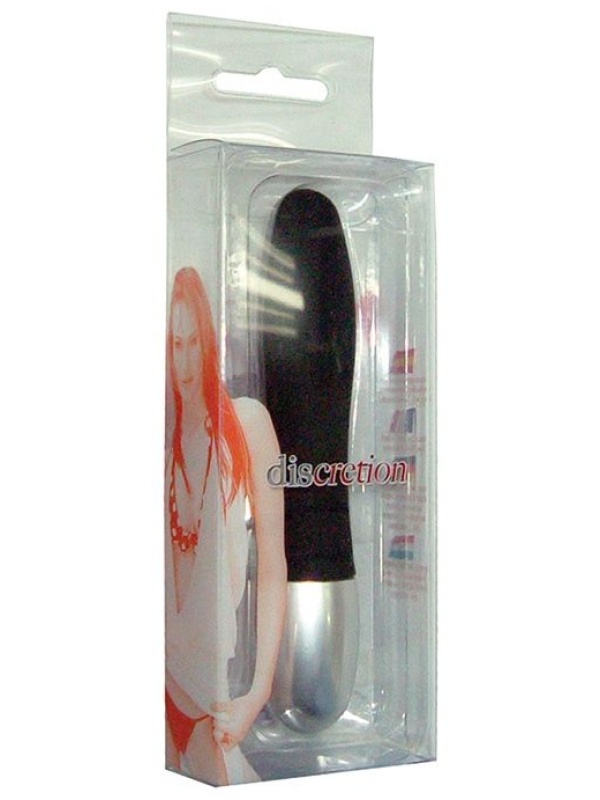 Черный миниатюрный вибратор DISCRETION - 8 см.