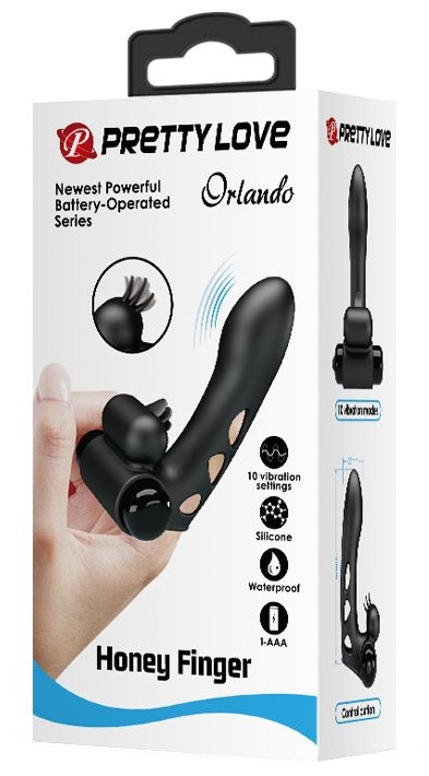 Черная вибронасадка на палец Orlando