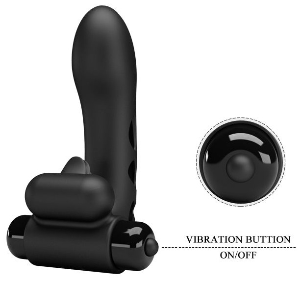 Черная вибронасадка на палец Orlando