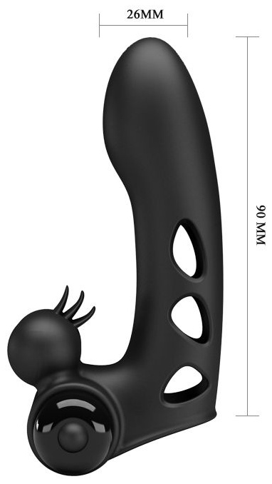 Черная вибронасадка на палец Orlando