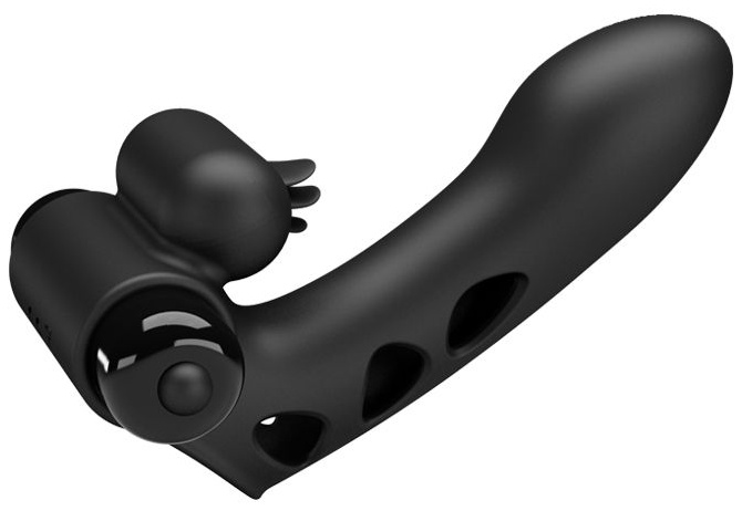 Черная вибронасадка на палец Orlando