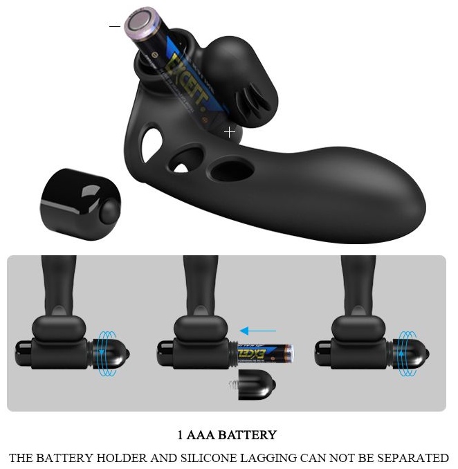 Черная вибронасадка на палец Orlando