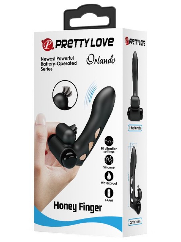 Черная вибронасадка на палец Orlando