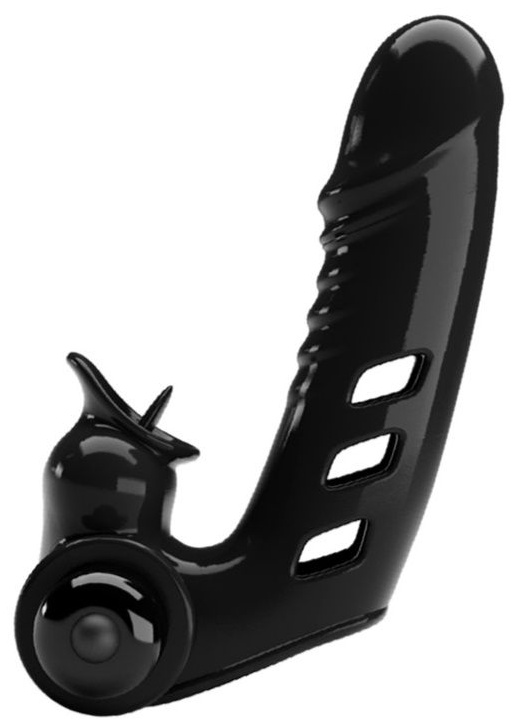 Черная вибронасадка на палец Corbin - 11 см.