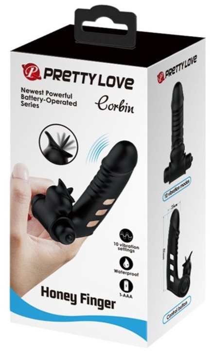 Черная вибронасадка на палец Corbin - 11 см.