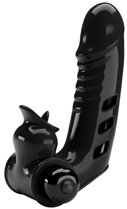 Черная вибронасадка на палец Corbin - 11 см.