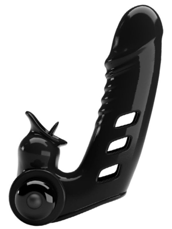 Черная вибронасадка на палец Corbin - 11 см.