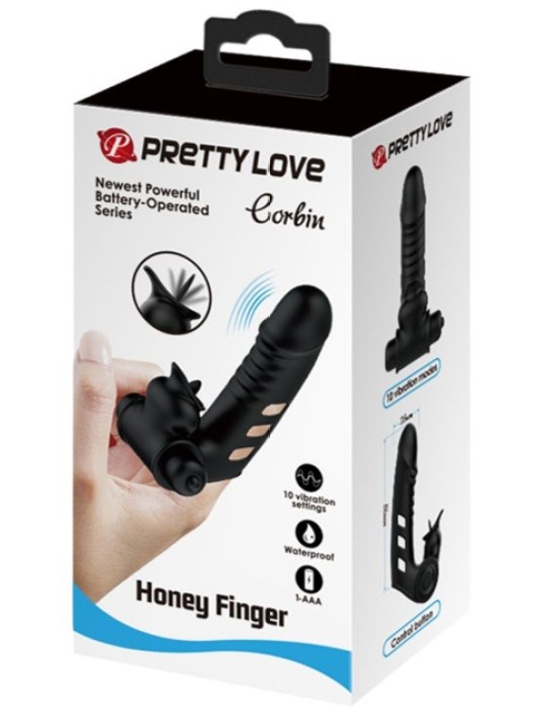 Черная вибронасадка на палец Corbin - 11 см.