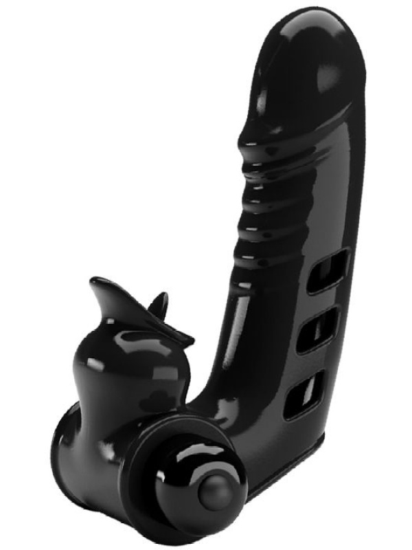 Черная вибронасадка на палец Corbin - 11 см.