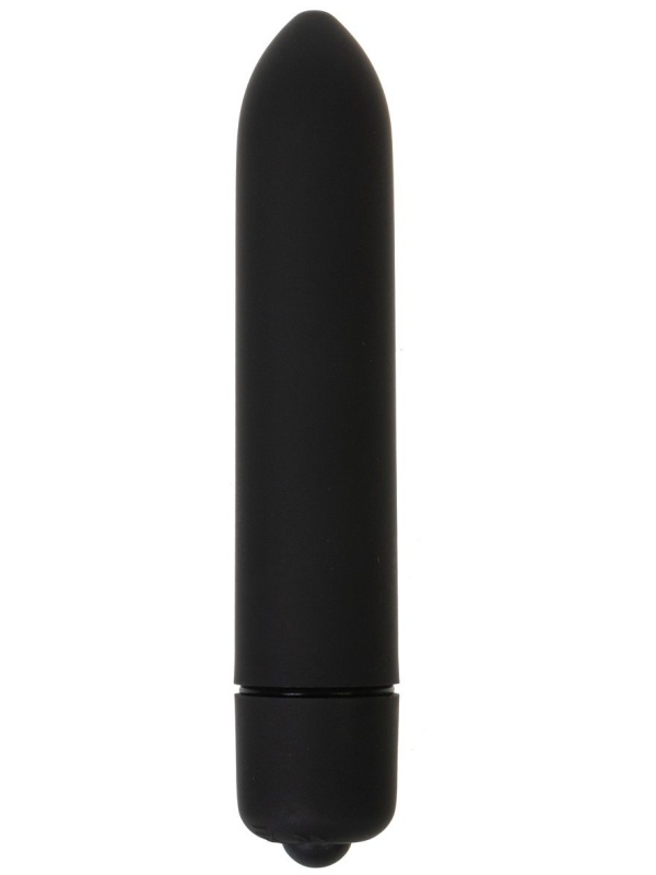 Черная вибропуля с заострённым кончиком - 9,3 см.