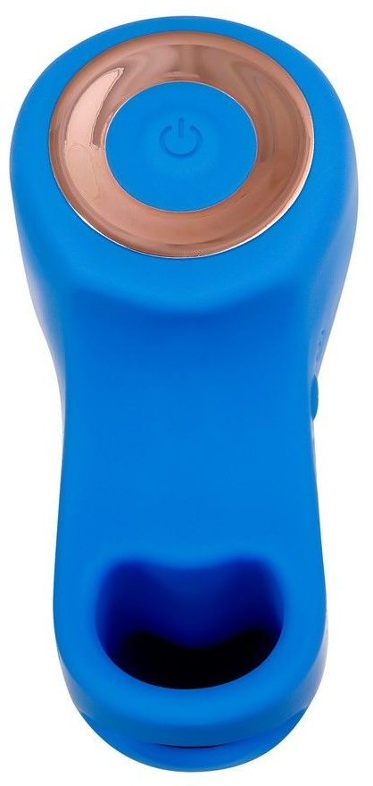 Синяя вибронасадка на палец с подвижным язычком Flick It