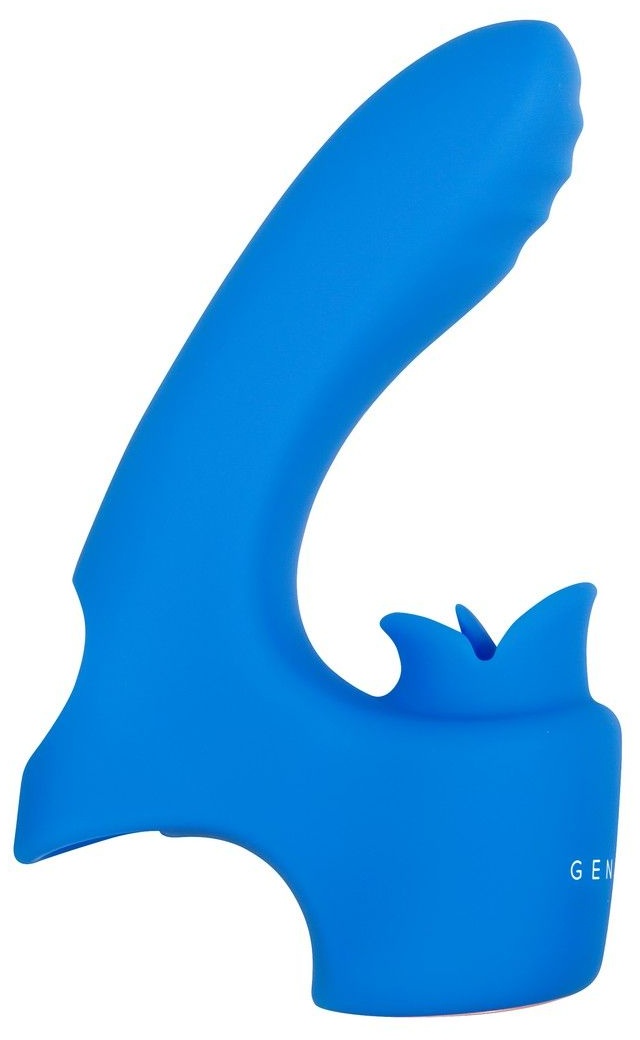 Синяя вибронасадка на палец с подвижным язычком Flick It