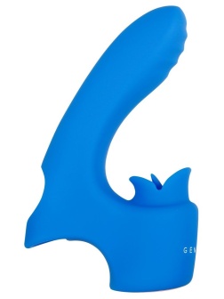 Синяя вибронасадка на палец с подвижным язычком Flick It
