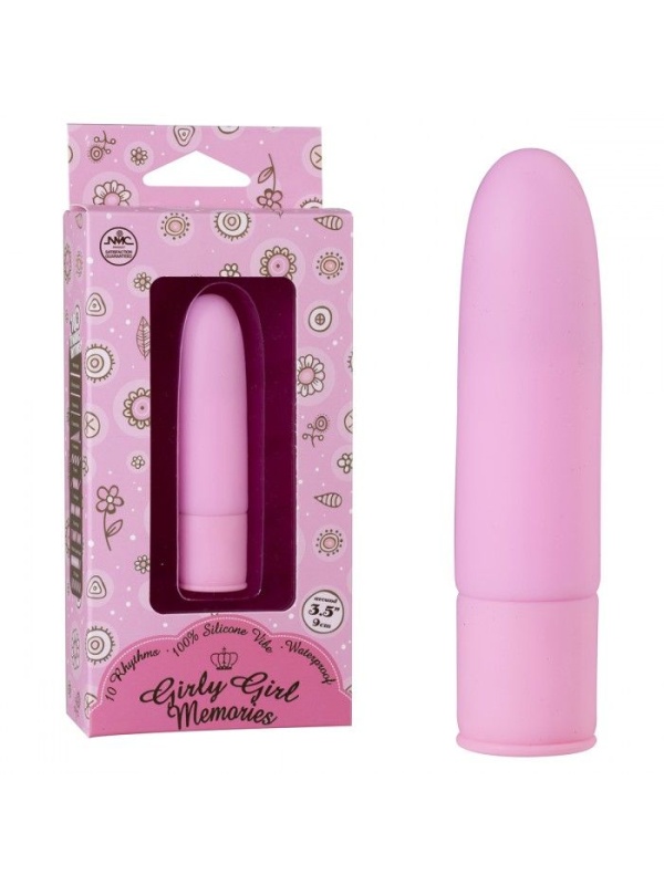 Розовый силиконовый мини-вибратор - 10 см.