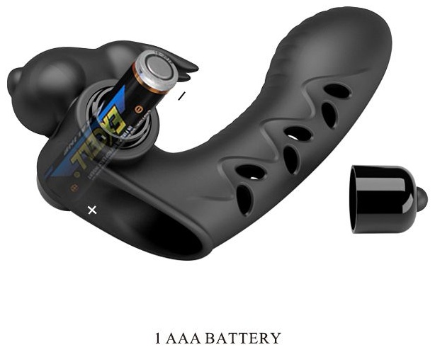 Черная вибронасадка на палец Vance