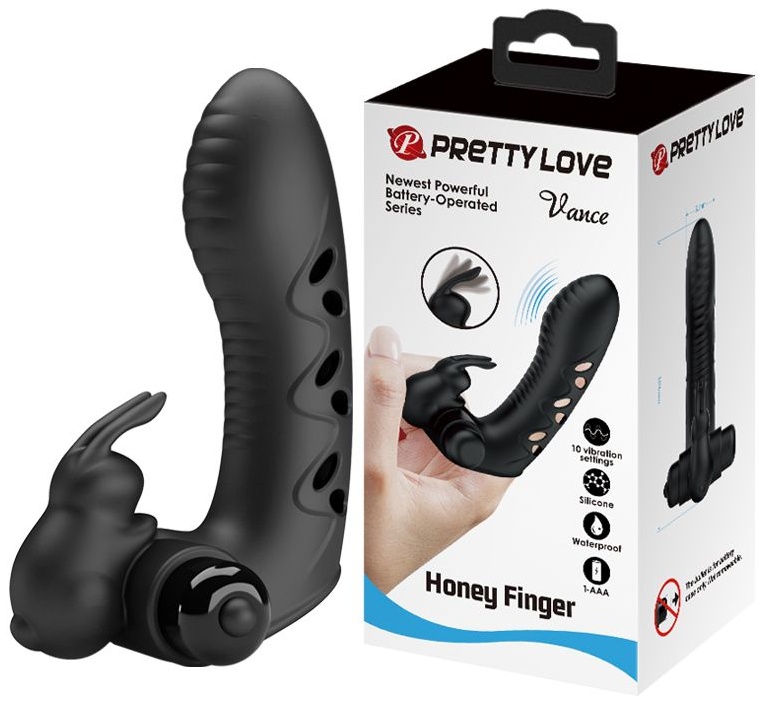 Черная вибронасадка на палец Vance