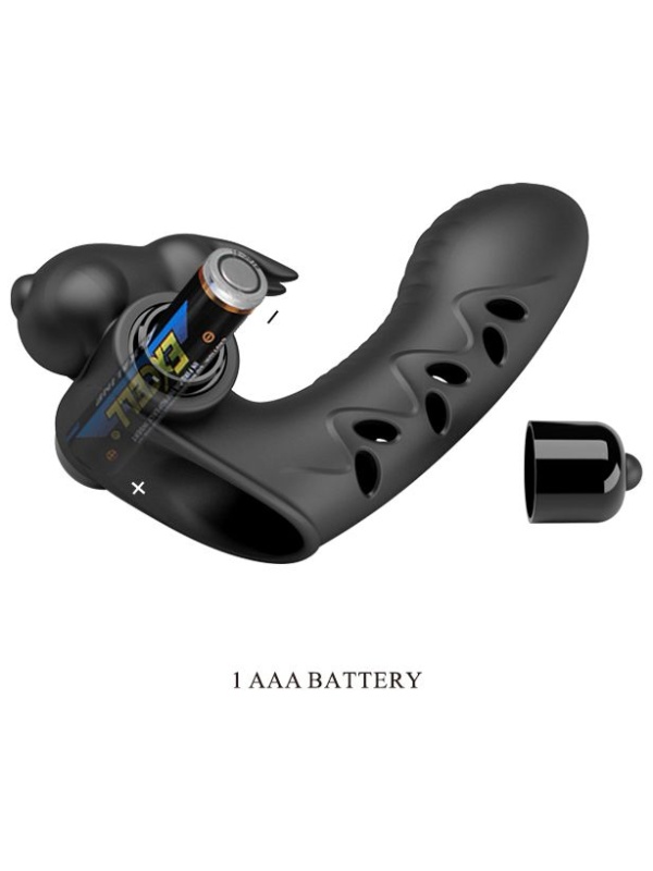 Черная вибронасадка на палец Vance