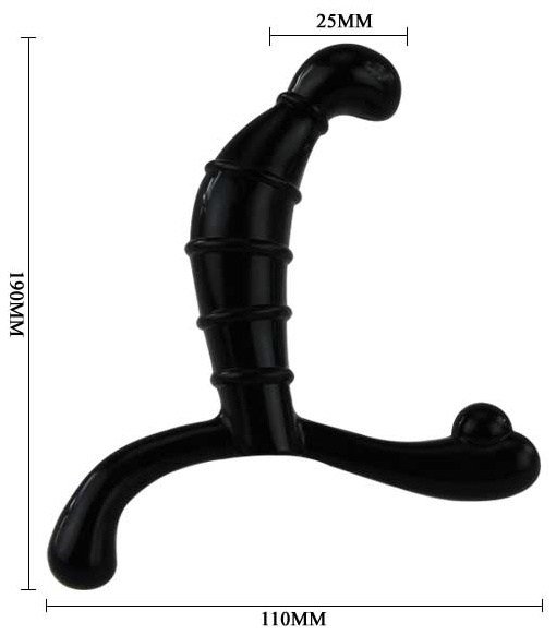 Чёрный стимулятор простаты с рёбрышками