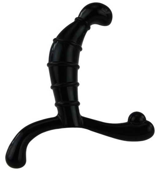 Чёрный стимулятор простаты с рёбрышками