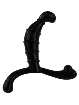 Чёрный стимулятор простаты с рёбрышками