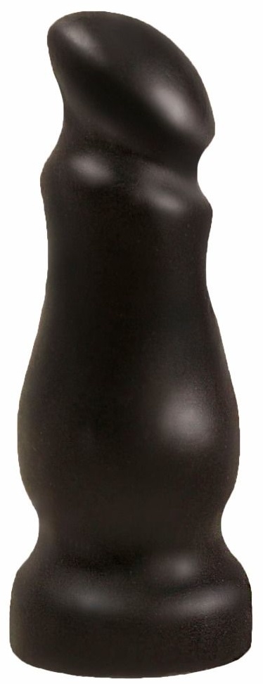 Чёрный массажёр простаты с приплюснутой головкой - 13 см.