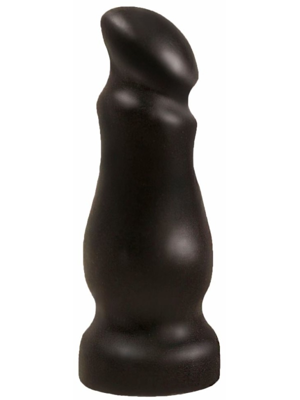 Чёрный массажёр простаты с приплюснутой головкой - 13 см.