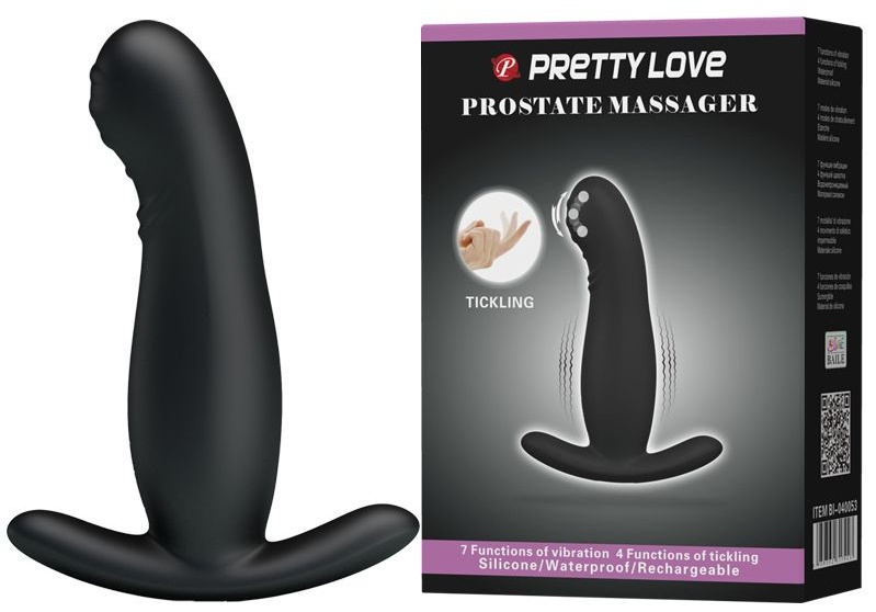 Черный вибростимулятор простаты с имитацией движения пальчика