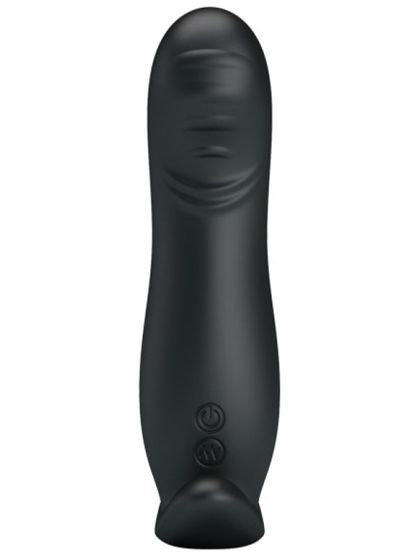 Черный вибростимулятор простаты с имитацией движения пальчика
